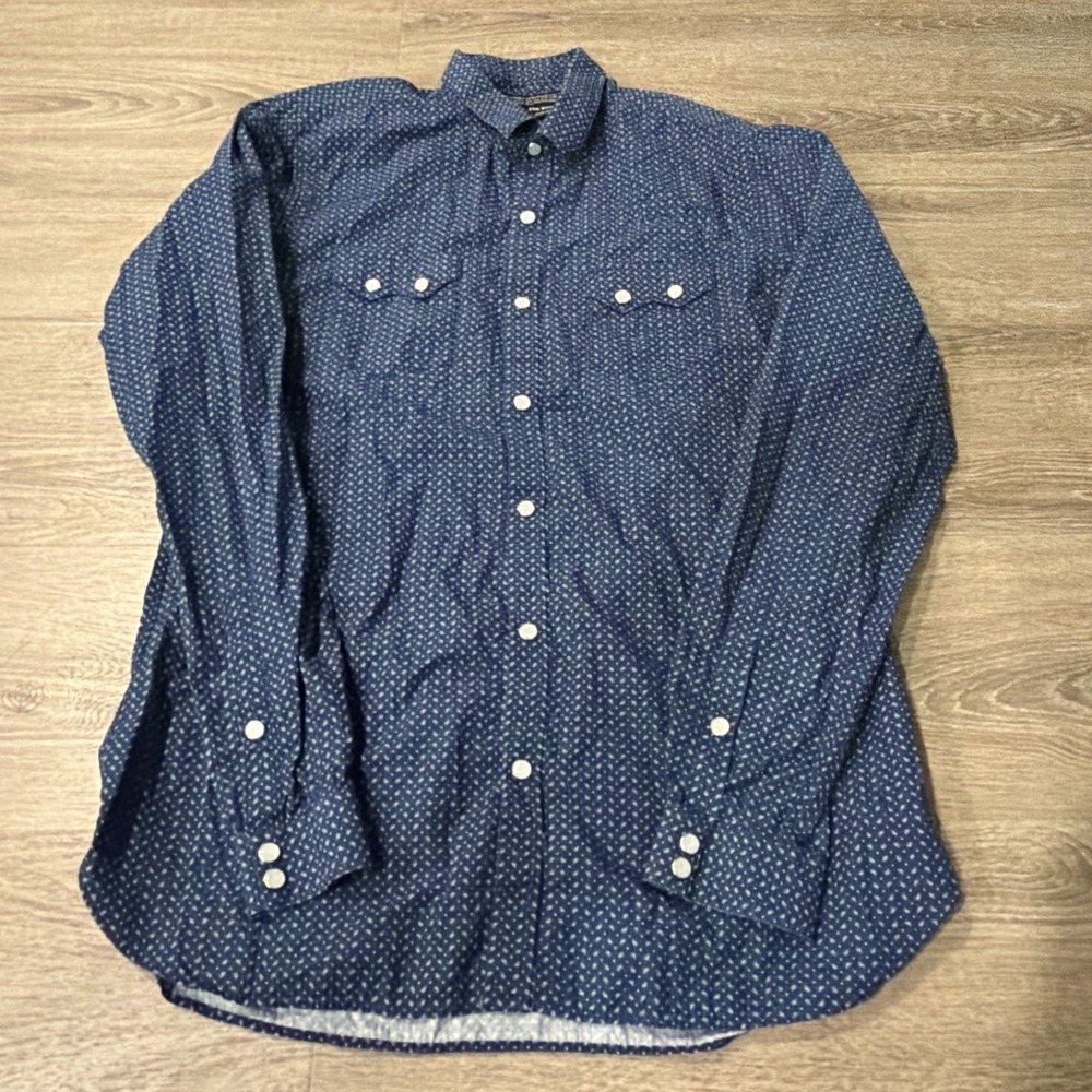 The Kooples Men's Button Up‎ Shirt Squares Size Medium Pearl Buttons